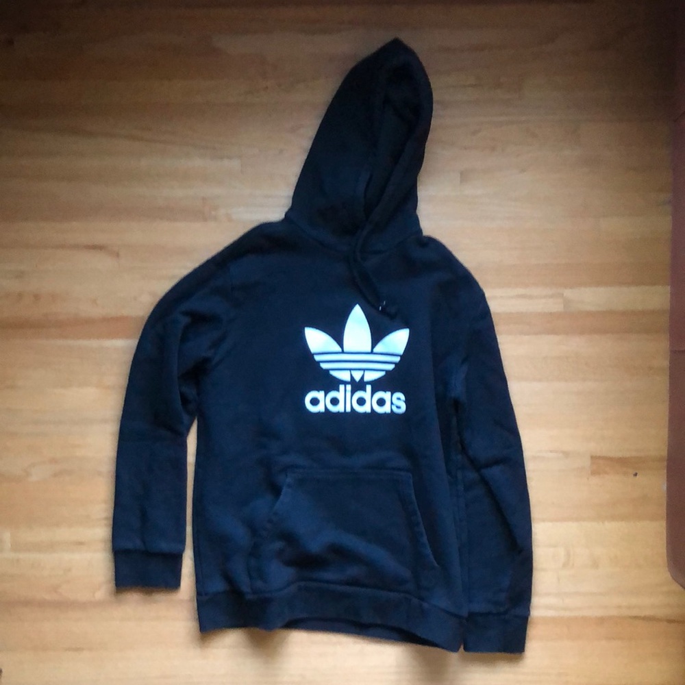 Adidas trefoil black hoodie size medium.